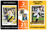 2025 Topps Pittsburgh Pirates + 2024 Donruss Pittsburgh Steelers NFL Team Set Bundle - 21 Total Cards - Paul Skenes, TJ Watt, Najee Harris, Andrew McCutchen