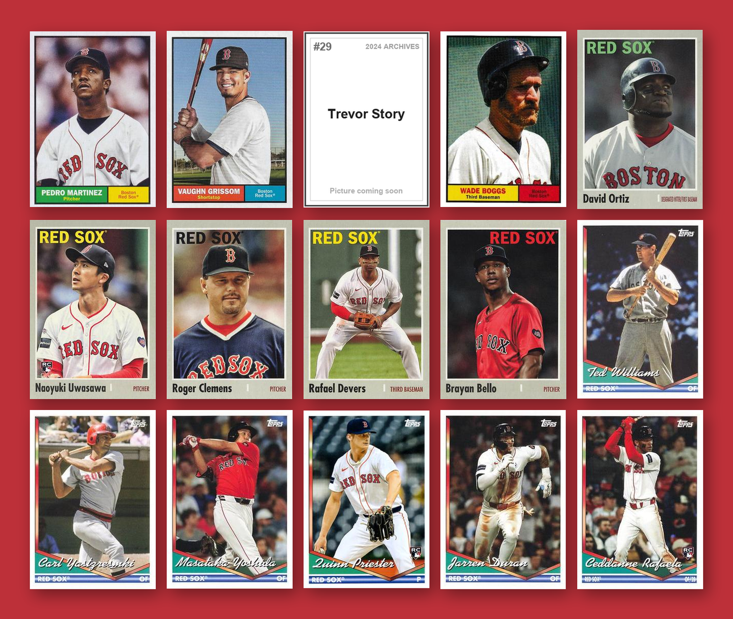 Boston Red Sox 2024 Topps Archives team set - all base cards