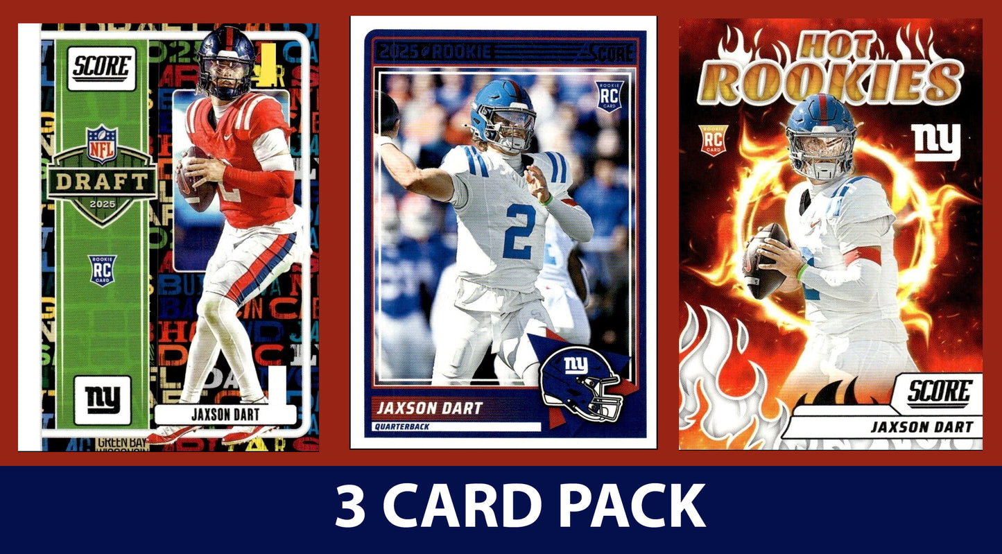 2025 SCORE Jaxson Dart New York Giants RC Insert 3 Pack Hot Rookies Draft Base RC 35