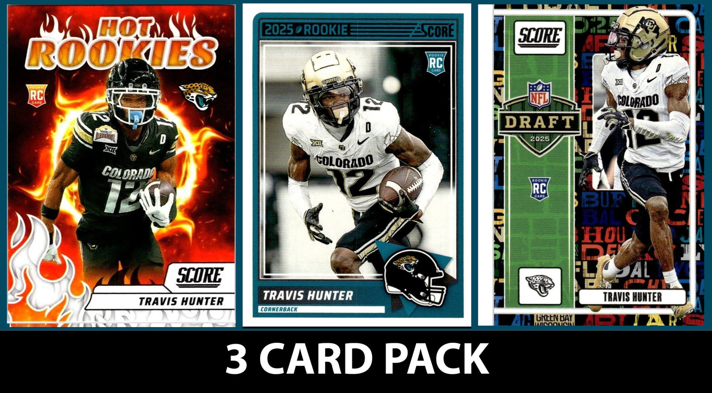 2025 SCORE Travis Hunter Jacksonville Jaguars RC Insert 3 Pack Hot Rookies Draft Base RC 20