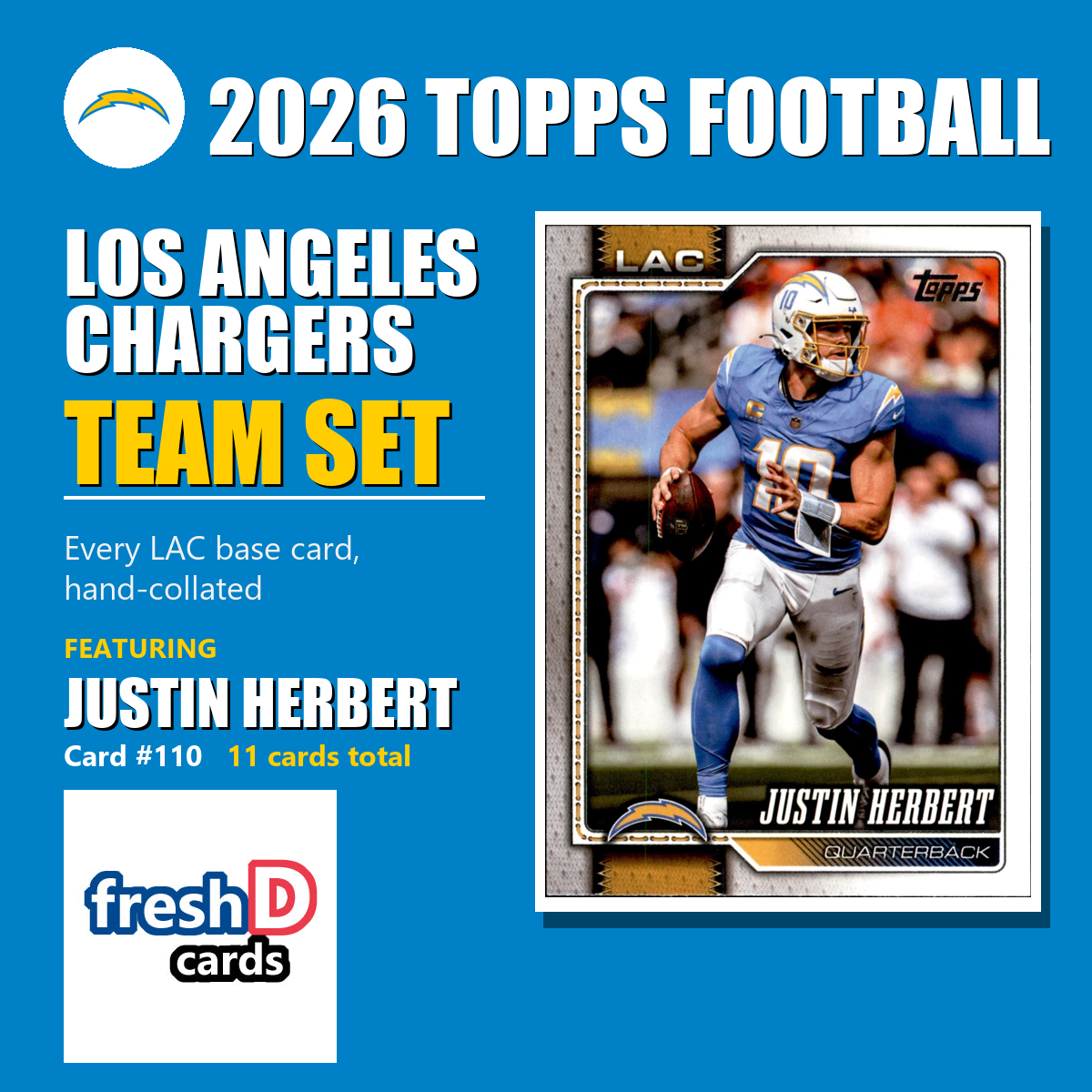 Los Angeles Chargers 2026 Topps Football team set