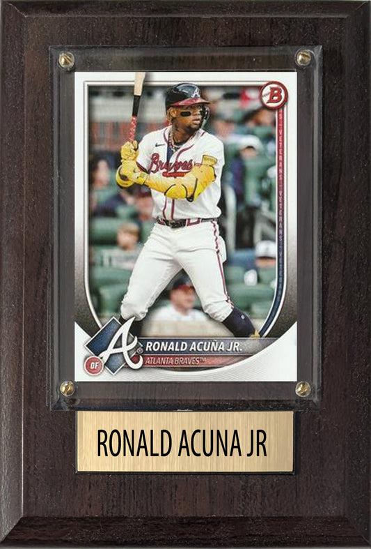 Ronald Acuna Jr Atlanta Braves 2025 2024 Topps Bowman 4x6 Gift Plaque