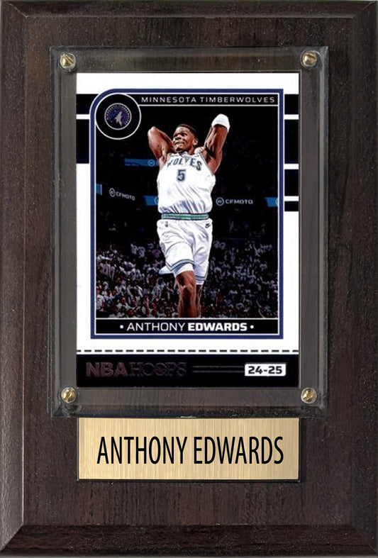 Anthony Edwards Minnesota Timberwolves 2025 2024 Donruss Score Prizm Topps 4x6 Gift Plaque
