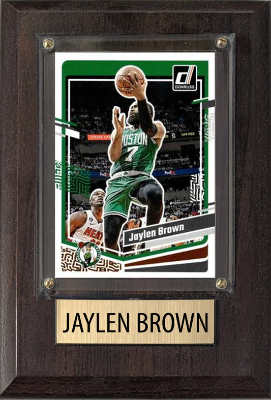 Jaylen Brown Boston Celtics 2025 2024 Donruss Score Prizm Topps 4x6 Gift Plaque