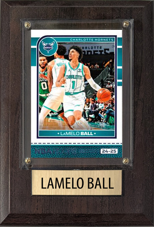 LaMelo Ball Charlotte Hornets 2025 2024 Donruss Score Prizm Topps 4x6 Gift Plaque