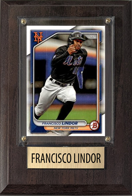 Francisco Lindor New York Mets 2025 2024 Topps Bowman 4x6 Gift Plaque