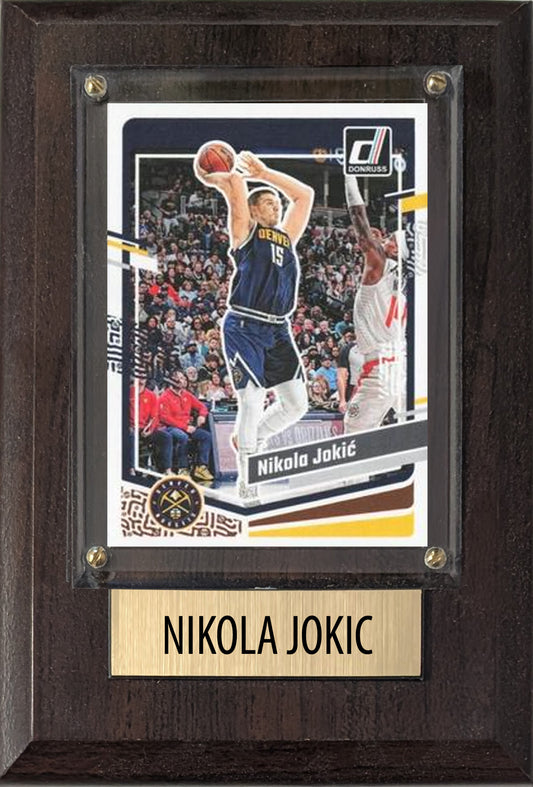 Nikola Jokic Denver Nuggets 2025 2024 Donruss Score Prizm Topps 4x6 Gift Plaque