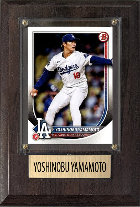 Yoshinobu Yamamoto Los Angeles Dodgers 2025 2024 Topps Bowman 4x6 Gift Plaque