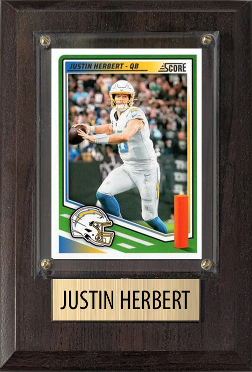 Justin Herbert Los Angeles Chargers 2025 Donruss Score Prizm Topps 4x6 Gift Plaque