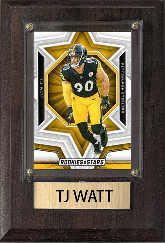 TJ Watt Pittsburgh Steelers 2025 2024 Donruss Score Prizm Topps 4x6 Gift Plaque