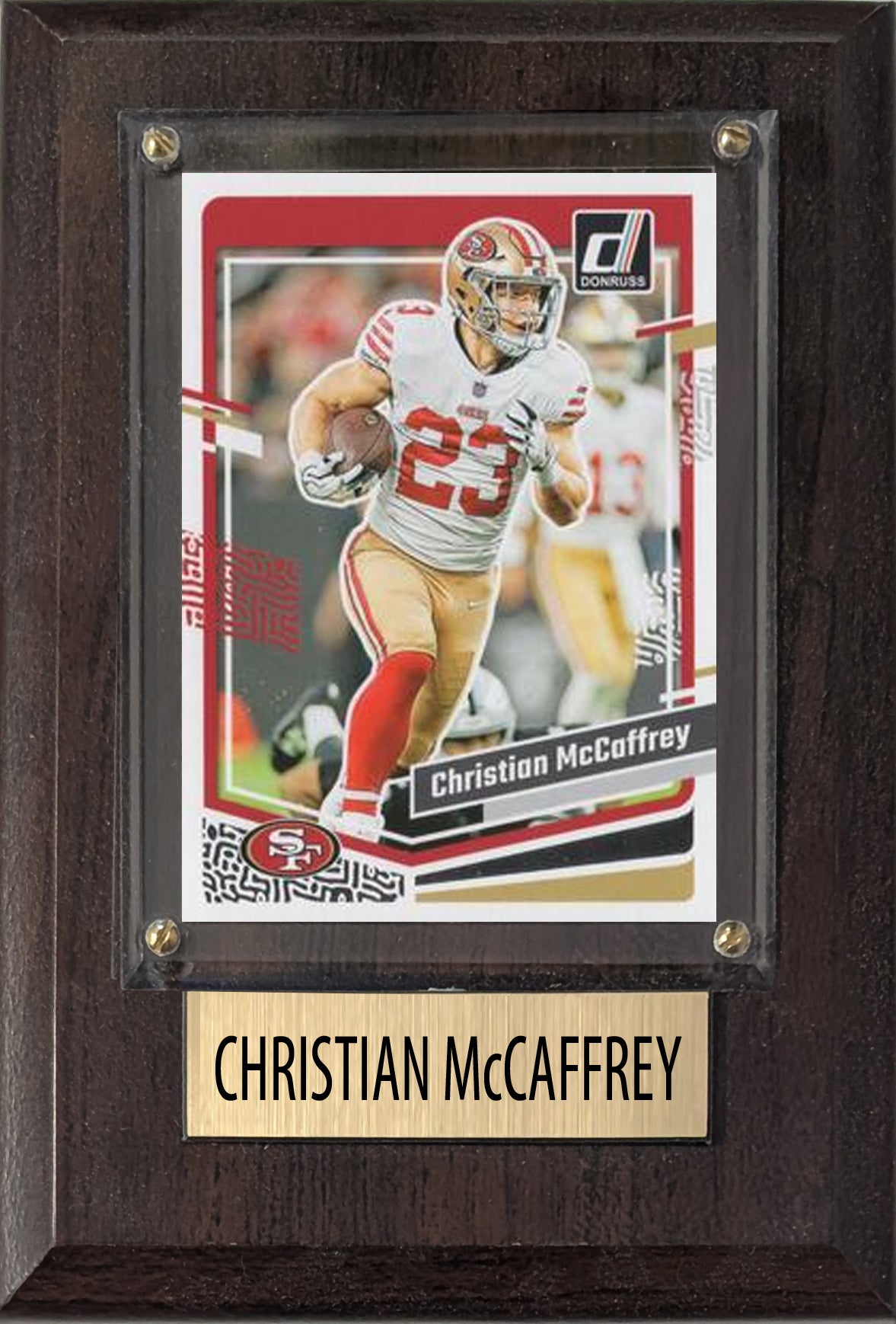 Christian McCaffrey San Francisco 49ers 2025 2024 Donruss Score Prizm Topps 4x6 Gift Plaque
