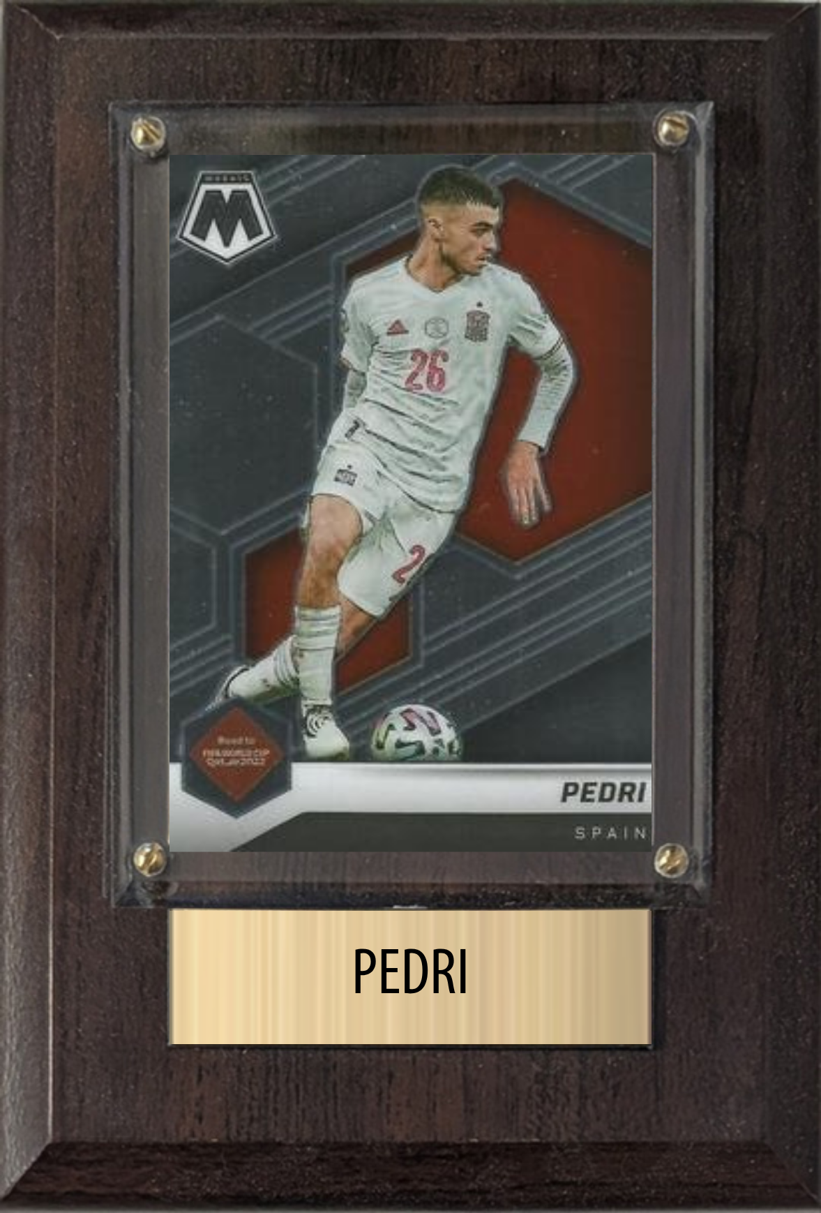 Pedri Spain World Cup Soccer Fan Gift Plaque 4x6 1 Card Panini, Topps, Donruss 2024 2025 2026
