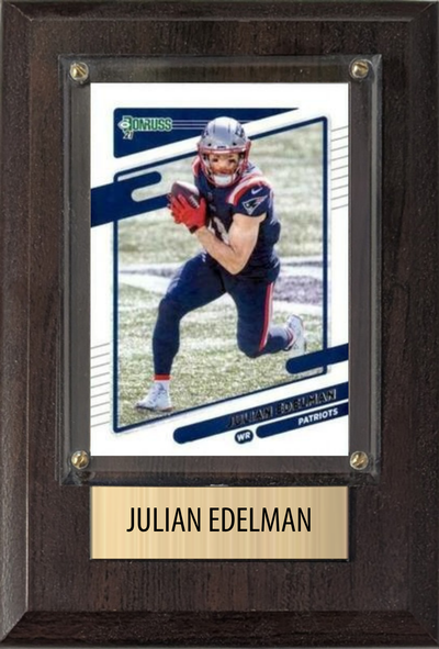Julian Edelman New England Patriots Fan Gift Plaque 4x6 1 Card Prizm, Donruss, Score 2024 2025 2026