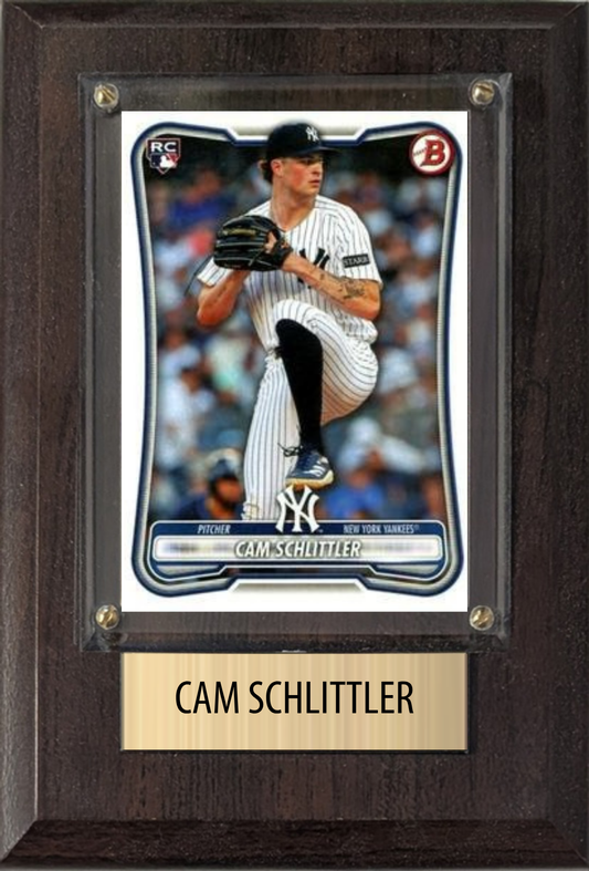 Cam Schlittler New York Yankees Fan Gift Plaque 4x6 1 Card Topps Donruss Panini 2024 2025 2026