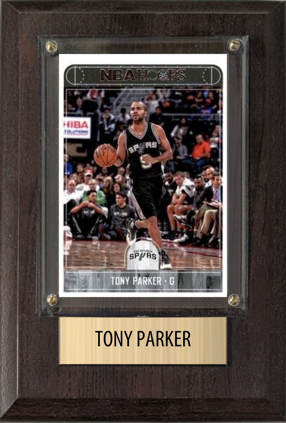 Tony Parker San Antonio Spurs Hall of Fame Fan Gift Plaque 4x6 1 Card Hoops, Prizm, Donruss 2024 2025 2026