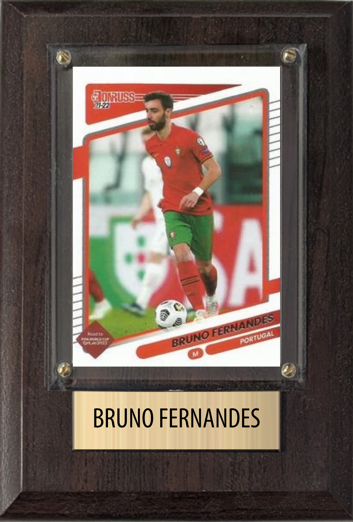 Bruno Fernandes Portugal World Cup Soccer Fan Gift Plaque 4x6 1 Card Panini, Topps, Donruss 2024 2025 2026
