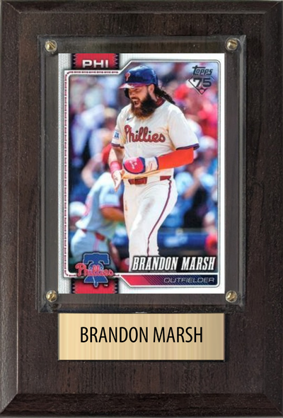 Brandon Marsh Philadelphia Phillies Fan Gift Plaque 4x6 1 Card Topps, Bowman 2024 2025 2026