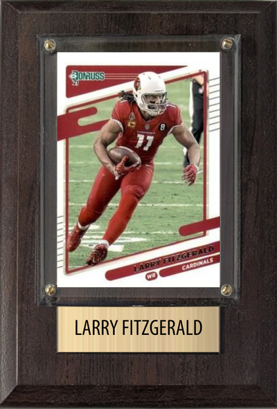 Larry Fitzgerald Arizona Cardinals Hall of Fame Fan Gift Plaque 4x6 1 Card Prizm, Donruss, Score 2024 2025 2026