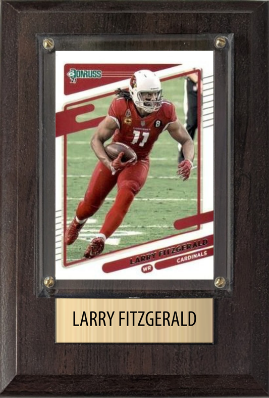 Larry Fitzgerald Arizona Cardinals Hall of Fame Fan Gift Plaque 4x6 1 Card Prizm, Donruss, Score 2024 2025 2026