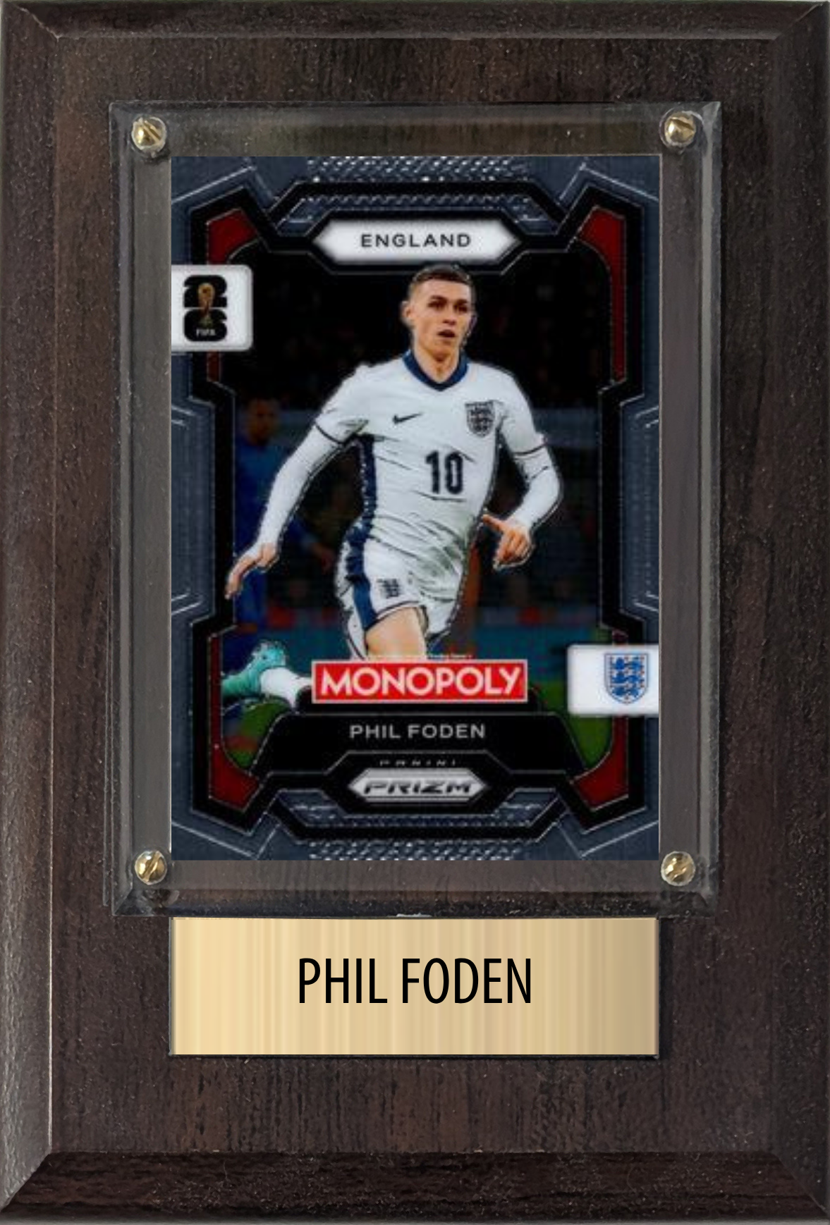 Phil Foden England World Cup Soccer Fan Gift Plaque 4x6 1 Card Panini, Topps, Donruss 2024 2025 2026