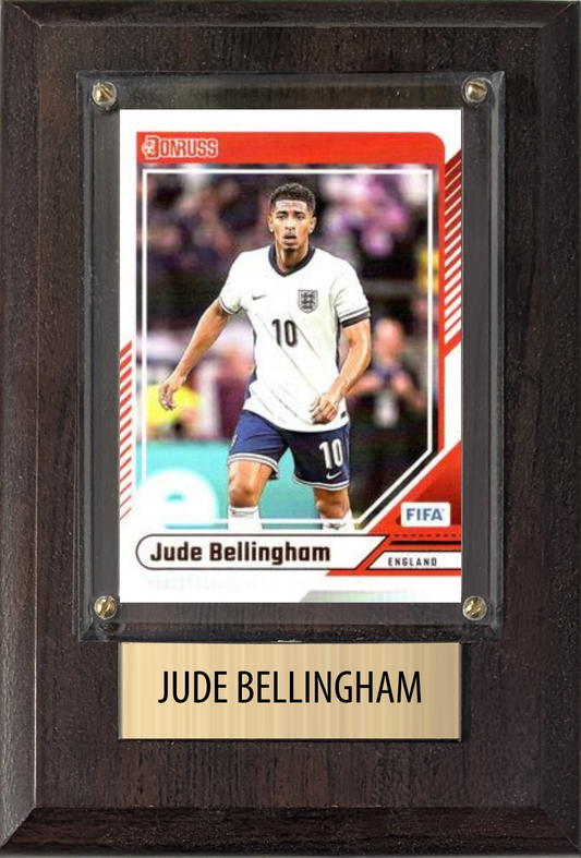 Jude Bellingham England World Cup Soccer 2026 Fan Gift Plaque 4x6 1 Card Panini, Topps, Donruss 2024 2025 2026