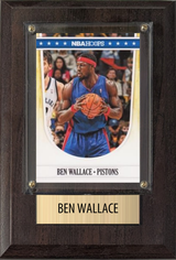 Ben Wallace Detroit Pistons Hall of Fame Fan Gift Plaque 4x6 1 Card Hoops, Prizm, Donruss 2024 2025 2026