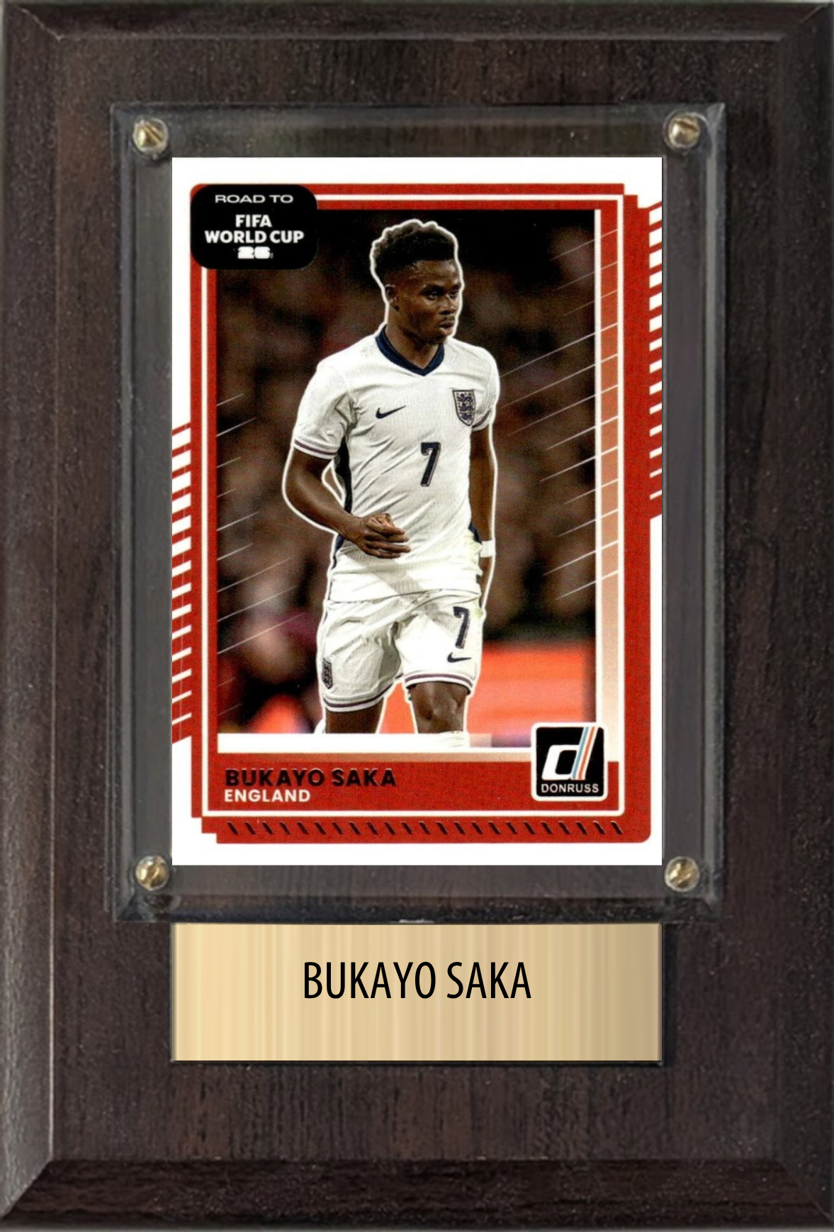 Bukayo Saka England World Cup Soccer Fan Gift Plaque 4x6 1 Card Panini, Topps, Donruss 2024 2025 2026