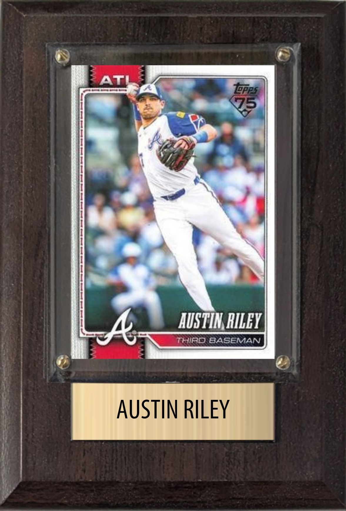 Austin Riley Atlanta Braves Fan Gift Plaque 4x6 1 Card Topps, Bowman 2024 2025 2026