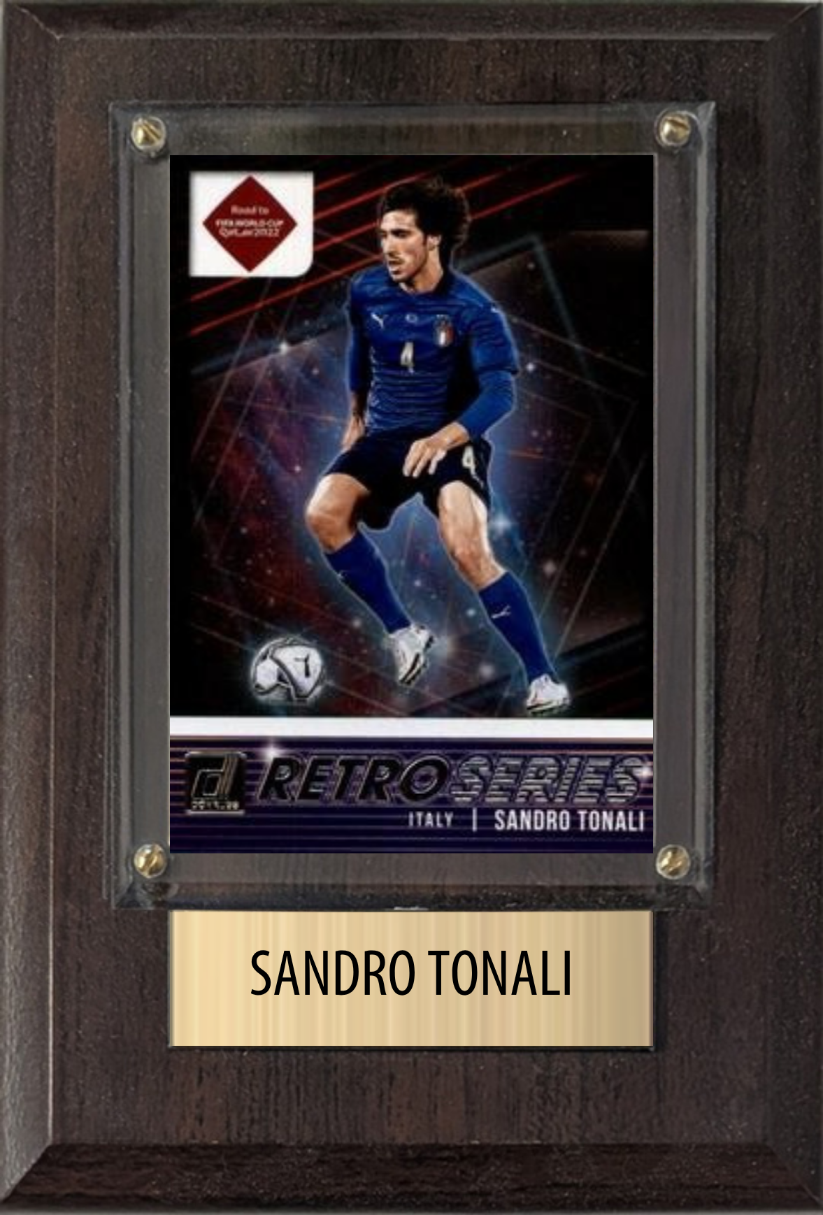 Sandro Tonali Italy World Cup Soccer Fan Gift Plaque 4x6 1 Card Panini, Topps, Donruss 2024 2025 2026