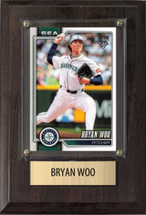 Bryan Woo Seattle Mariners Fan Gift Plaque 4x6 1 Card Topps, Bowman 2024 2025 2026