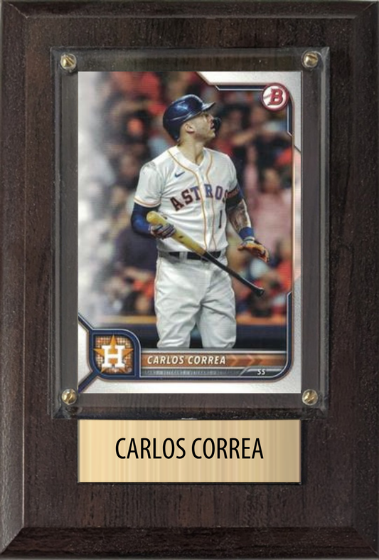Carlos Correa Houston Astros Fan Gift Plaque 4x6 1 Card Topps, Bowman 2024 2025 2026