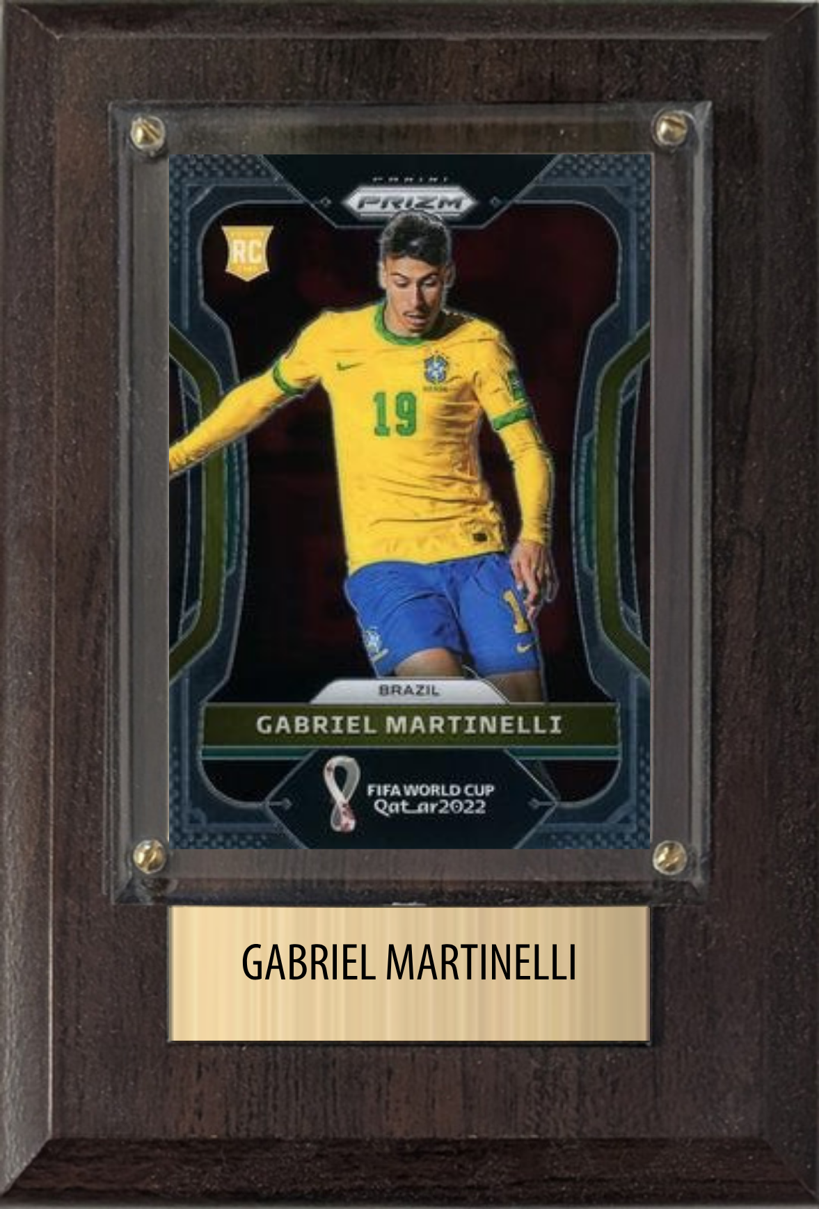 Gabriel Martinelli Brazil World Cup Soccer Fan Gift Plaque 4x6 1 Card Panini, Topps, Donruss 2024 2025 2026