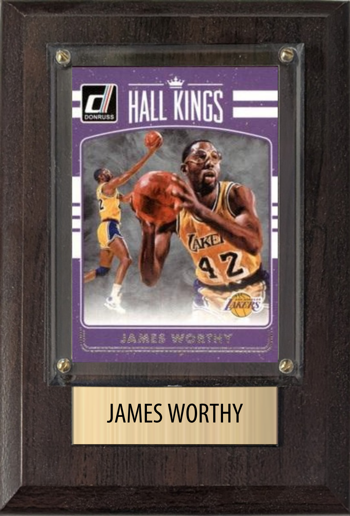 James Worthy Los Angeles Lakers Hall of Fame Fan Gift Plaque 4x6 1 Card Hoops, Prizm, Donruss 2024 2025 2026