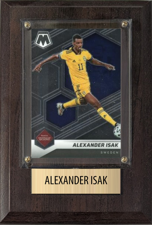 Alexander Isak Sweden World Cup Soccer Fan Gift Plaque 4x6 1 Card Panini, Topps, Donruss 2024 2025 2026