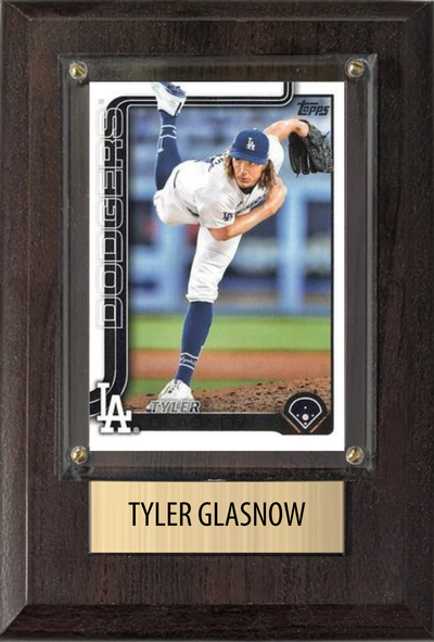 Tyler Glasnow Los Angeles Dodgers Fan Gift Plaque 4x6 1 Card Topps, Bowman 2024 2025 2026