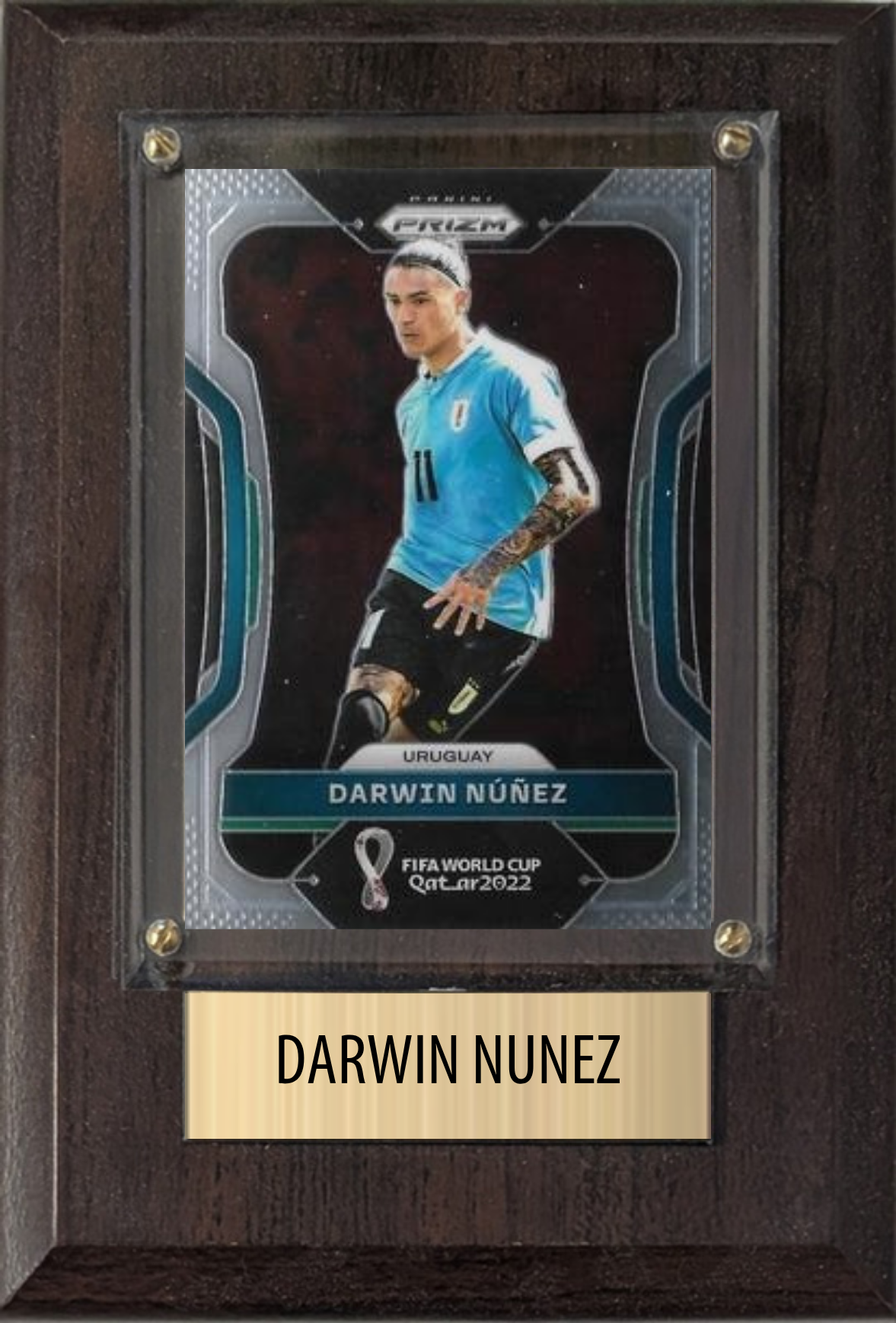 Darwin Nunez Uruguay World Cup Soccer Fan Gift Plaque 4x6 1 Card Panini, Topps, Donruss 2024 2025 2026