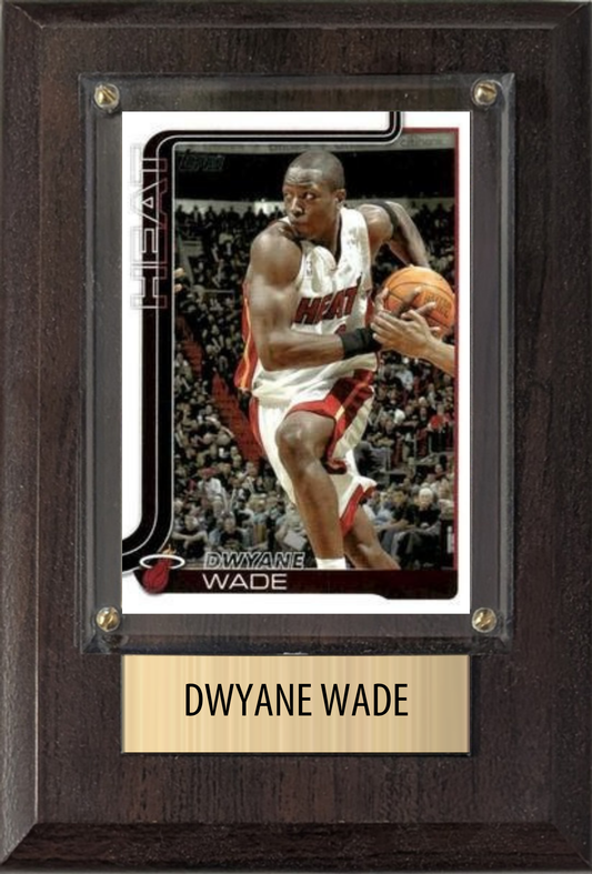 Dwyane Wade Miami Heat Hall of Fame Fan Gift Plaque 4x6 1 Card Hoops, Prizm, Donruss 2024 2025 2026