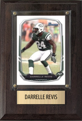 Darrelle Revis New York Jets Hall of Fame Fan Gift Plaque 4x6 1 Card Prizm, Donruss, Score 2024 2025 2026