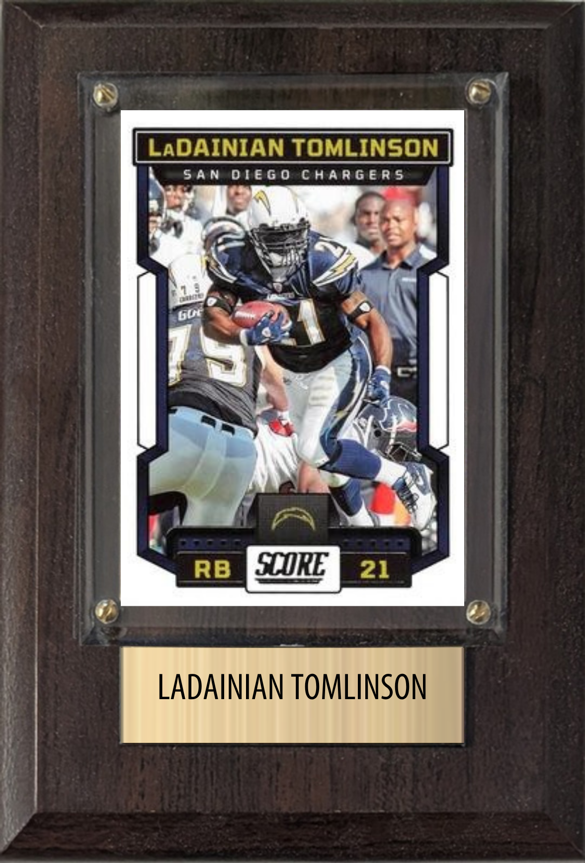 LaDainian Tomlinson Los Angeles Chargers Hall of Fame Fan Gift Plaque 4x6 1 Card Prizm, Donruss, Score 2024 2025 2026