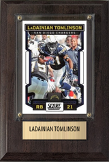 LaDainian Tomlinson Los Angeles Chargers Hall of Fame Fan Gift Plaque 4x6 1 Card Prizm, Donruss, Score 2024 2025 2026