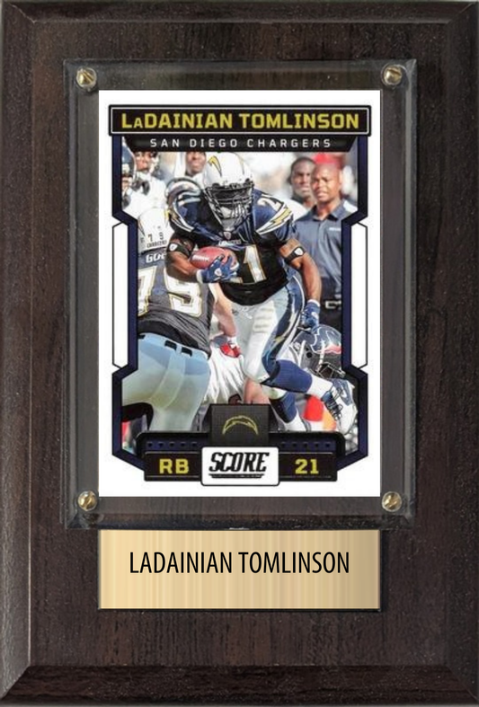 LaDainian Tomlinson Los Angeles Chargers Hall of Fame Fan Gift Plaque 4x6 1 Card Prizm, Donruss, Score 2024 2025 2026
