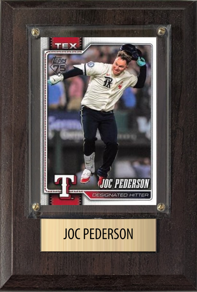 Joc Pederson Texas Rangers Fan Gift Plaque 4x6 1 Card Topps, Bowman 2024 2025 2026