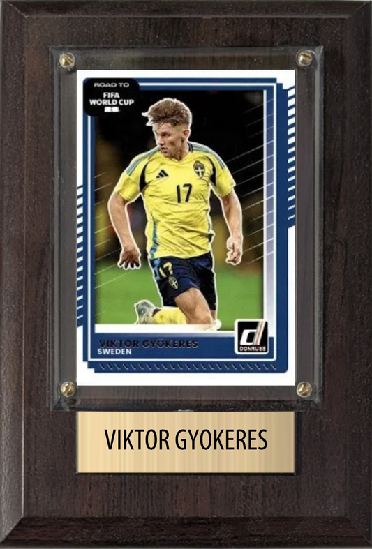 Viktor Gyokeres Sweden World Cup Soccer 2026 Fan Gift Plaque 4x6 1 Card Panini, Topps, Donruss 2024 2025 2026