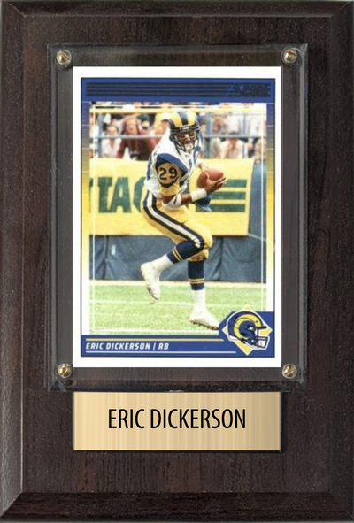 Eric Dickerson Los Angeles Rams Hall of Fame Fan Gift Plaque 4x6 1 Card Prizm, Donruss, Score 2024 2025 2026