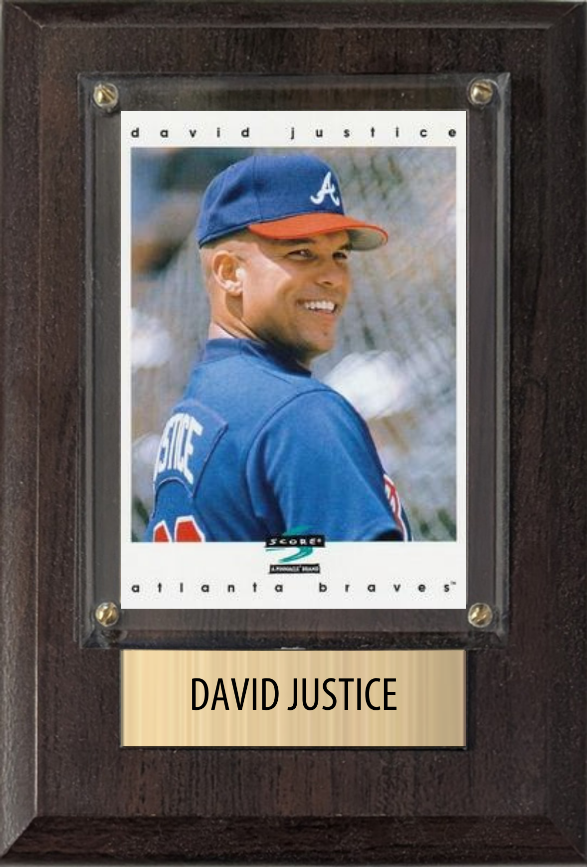 David Justice Atlanta Braves Fan Gift Plaque 4x6 1 Card Topps, Bowman 2024 2025 2026