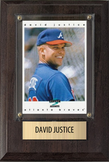 David Justice Atlanta Braves Fan Gift Plaque 4x6 1 Card Topps, Bowman 2024 2025 2026