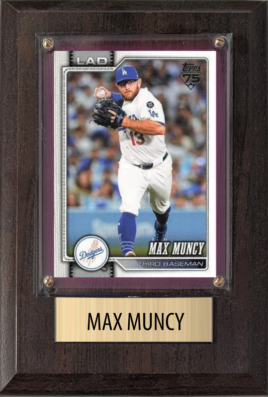 Max Muncy Los Angeles Dodgers 2026 2025 2024 Topps Bowman 4x6 Fan Gift Plaque