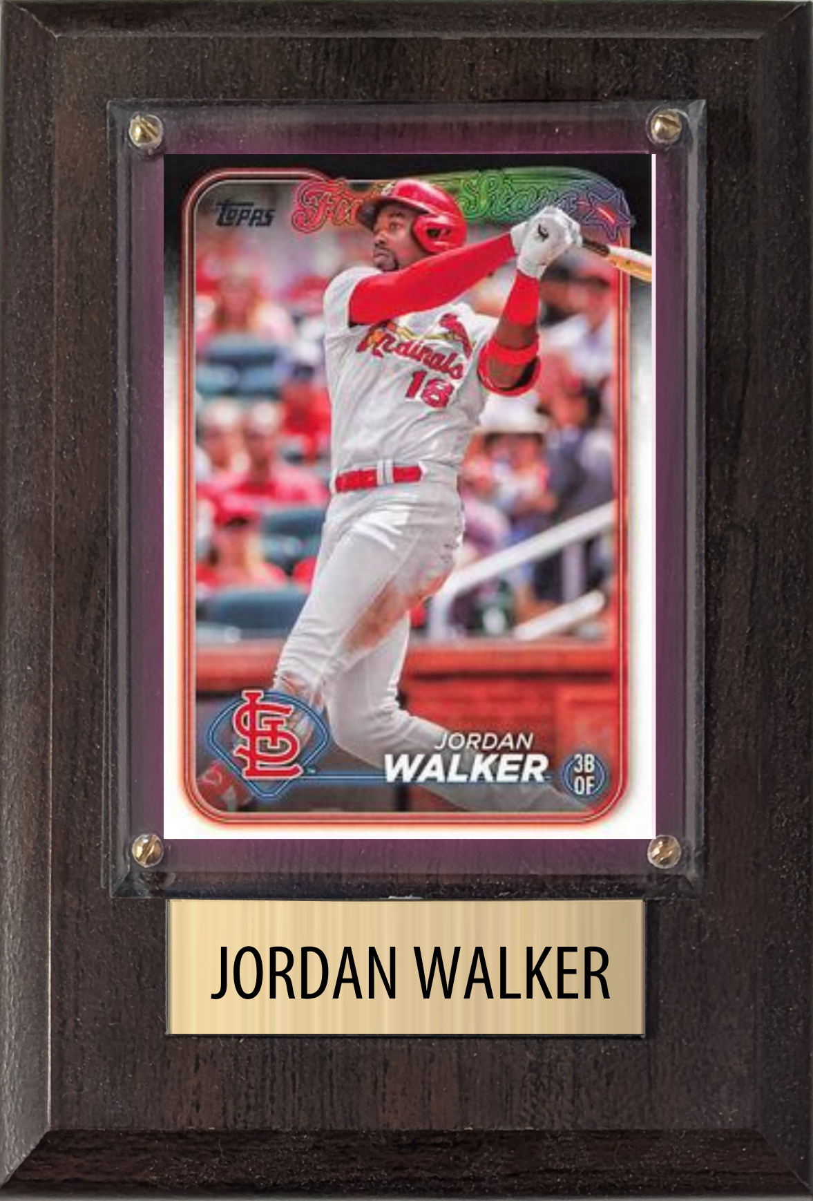 Jordan Walker St. Louis Cardinals 2026 2025 2024 Topps Bowman 4x6 Fan Gift Plaque
