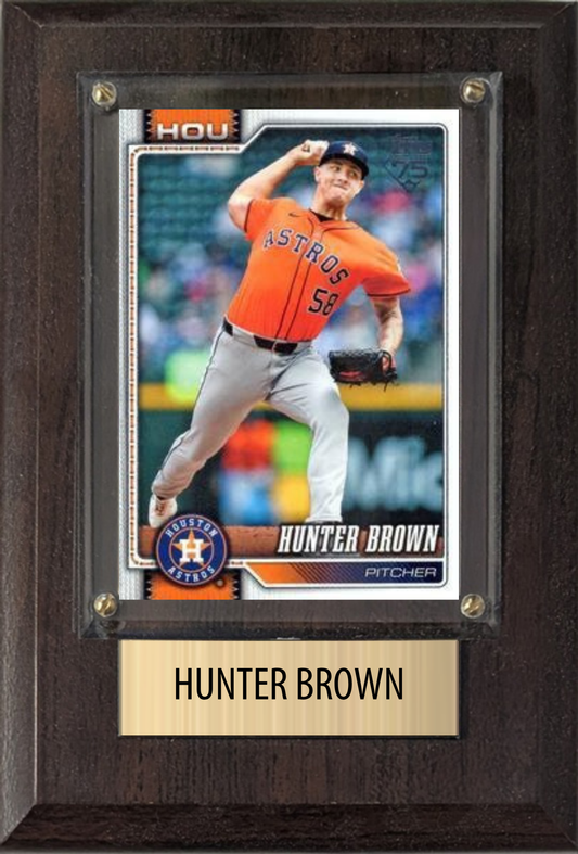 Hunter Brown Houston Astros Fan Gift Plaque 4x6 1 Card Topps, Bowman 2024 2025 2026