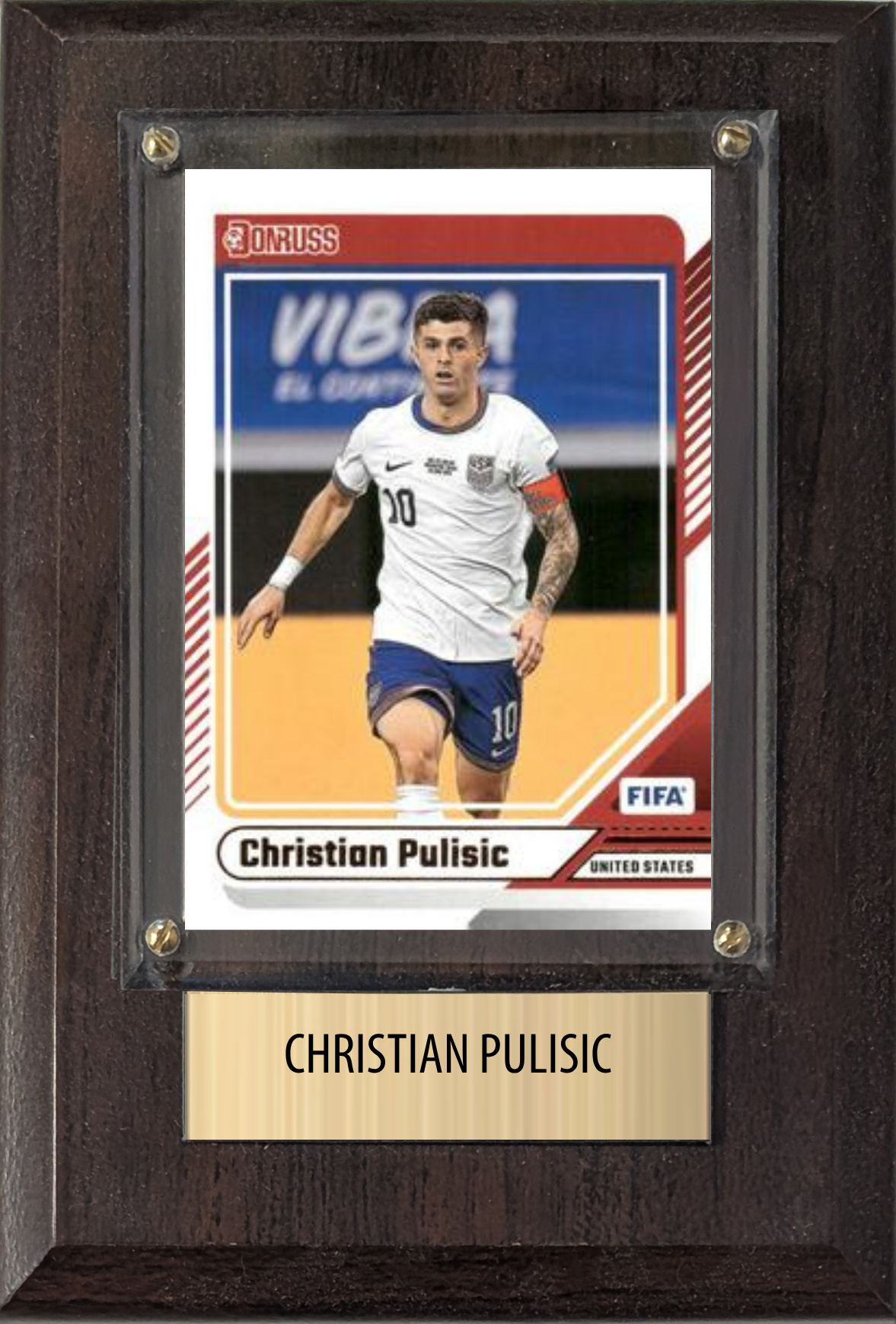 Christian Pulisic United States World Cup Soccer Fan Gift Plaque 4x6 1 Card Panini, Topps, Donruss 2024 2025 2026